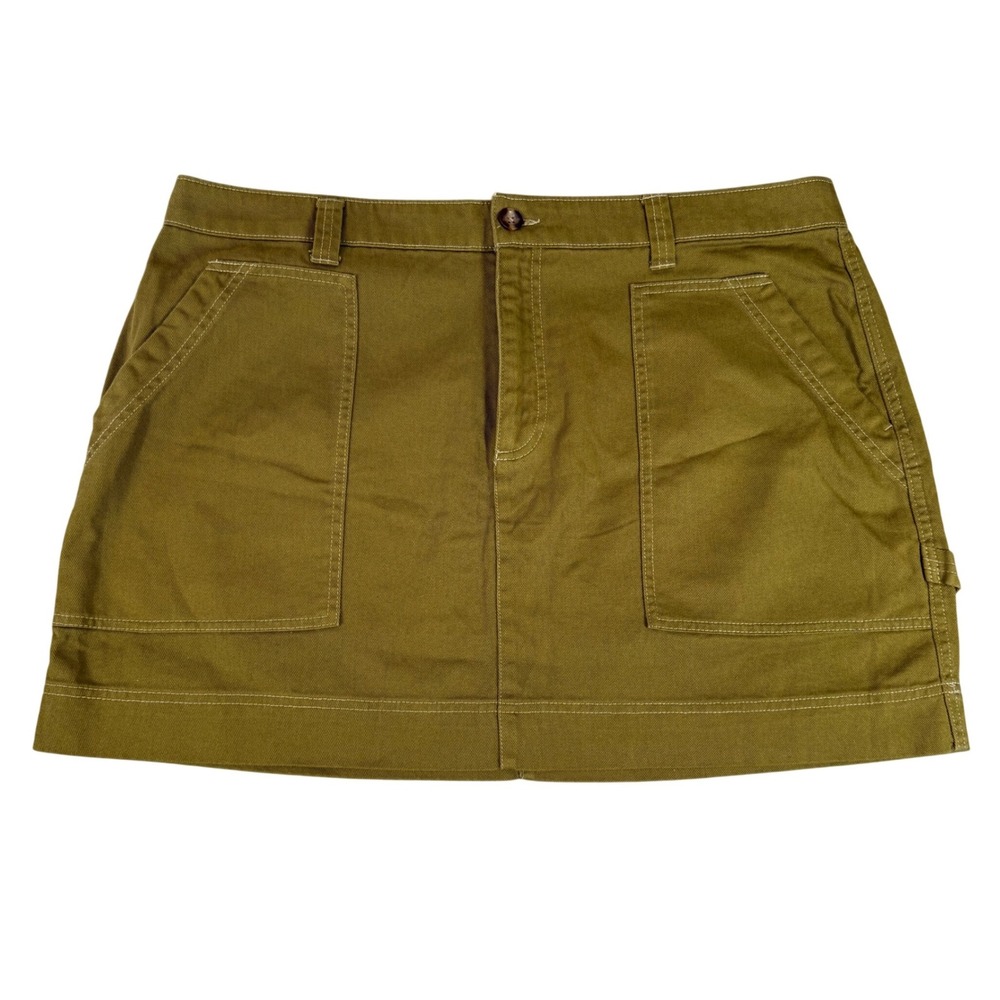 Old Navy Utility Mini Skirt Satin Moss Green Cotton Carpenter Hammer Loop 18